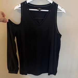 Tahari Black Cold Shoulder Blouse